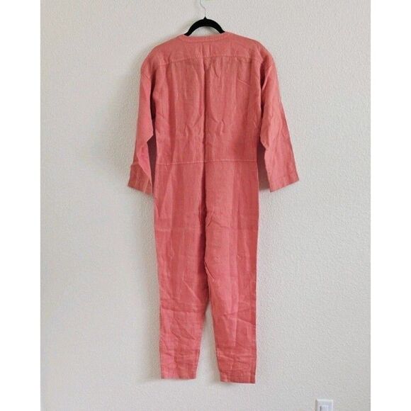 OUTERKNOWN Women's Linen Retrograde Jumpsuit in Coral Size XS Lightweight New - Picture 4 of 7